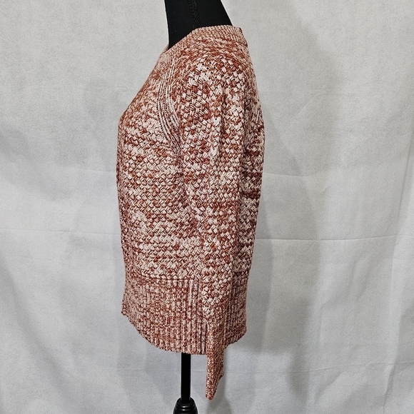Universal Thread Basket Weave Chunky Knit Sweater Rust Orange & White Size M - Picture 5 of 9